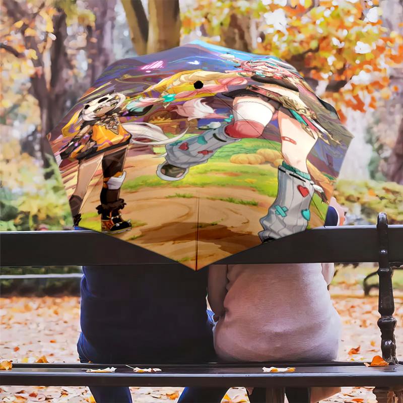 Genshin Impact Adventure Folding Umbrella 8 Paraphenoid Bones Portable Travel Umbrella Outdoor Gift