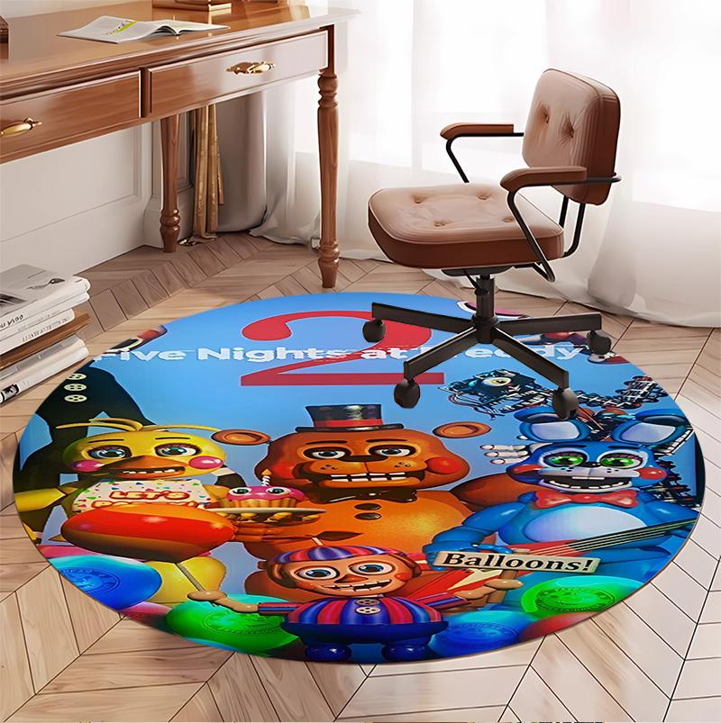 Five Nights at Freddy's Pattern Round Rug, Indoor/Outdoor Mat, for Picnic, Gameroom, Bedroom, Office, Living Room, Home Decor Carpet, Birthday Gift
