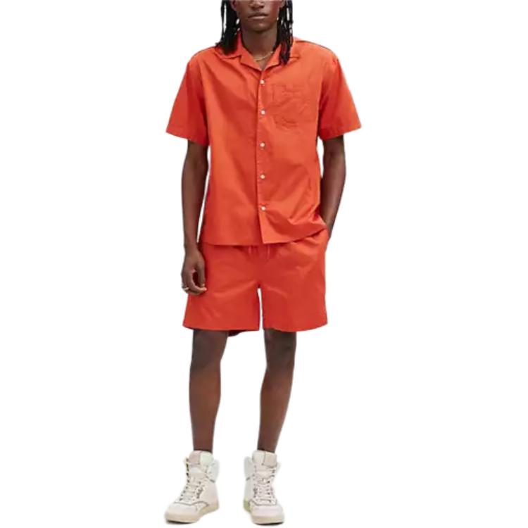 Coach SS23 Solid Color Drawstring Straight Leg Casual Shorts Men Shorts Orange CH781-B4D