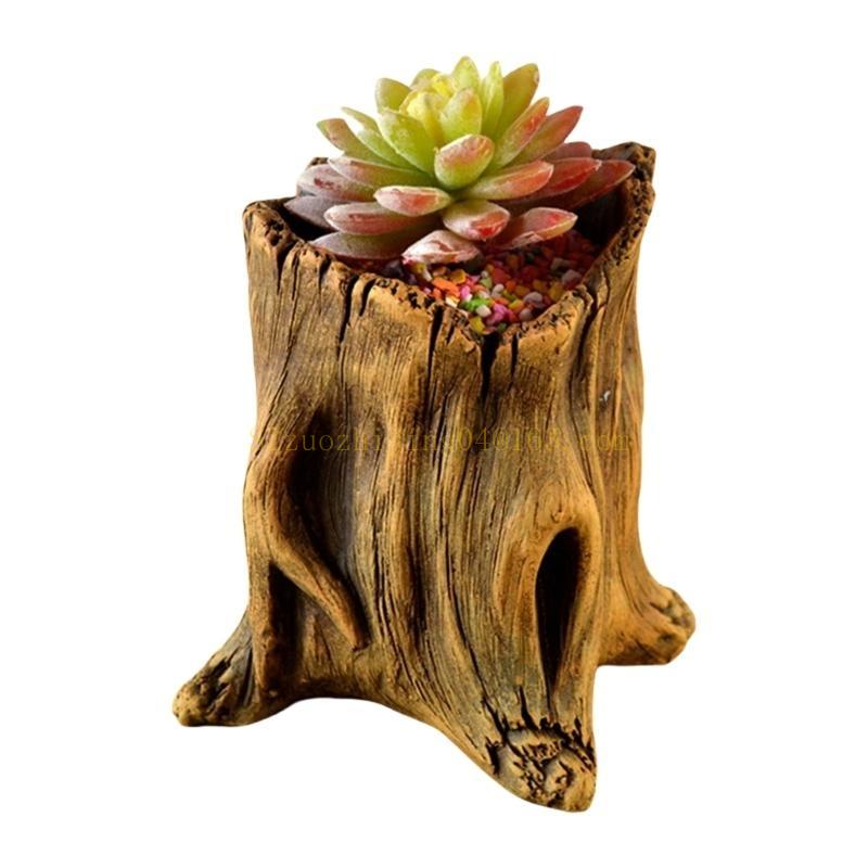 Ecofriendly Flowerpots Imitation Texture Planter for Balcony Garden Display,Stylish Succulent Arrangement Home Office Decoration