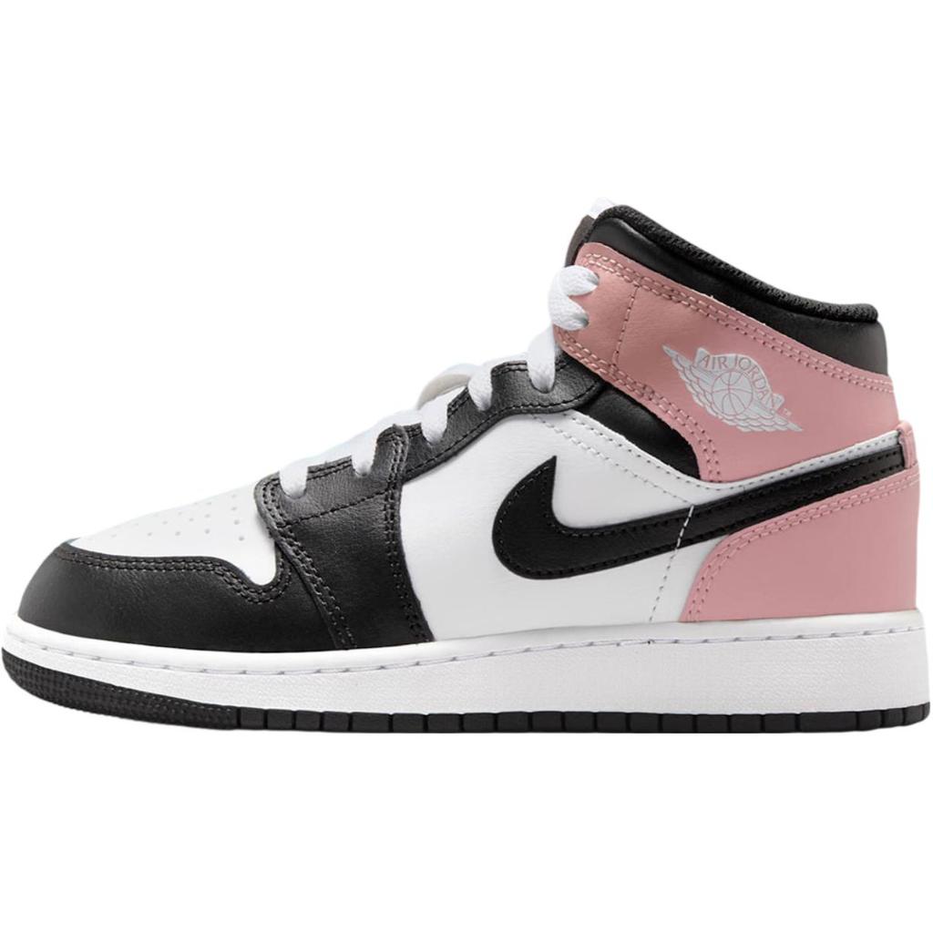 Air Jordan 1 Mid GS Rust Pink Kids Sneakers White Black DQ8423-100