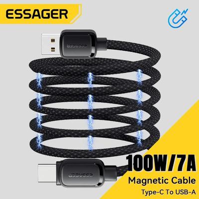 Essager 7A USB A auf Typ C Schnellladekabel 100 W magnetische Saugkraft Anti-Wickel-Datenkabel für iPhone 15 Huawei Xiaomi