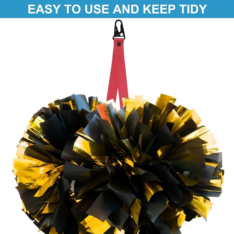 PATIKIL Backpack Cheer Pom Pom Holder, Adjustable Cheer Bow Holder, Pom Pom Strap Lanyard Storage, Cheerleading Accessory for Teen Sports, Red