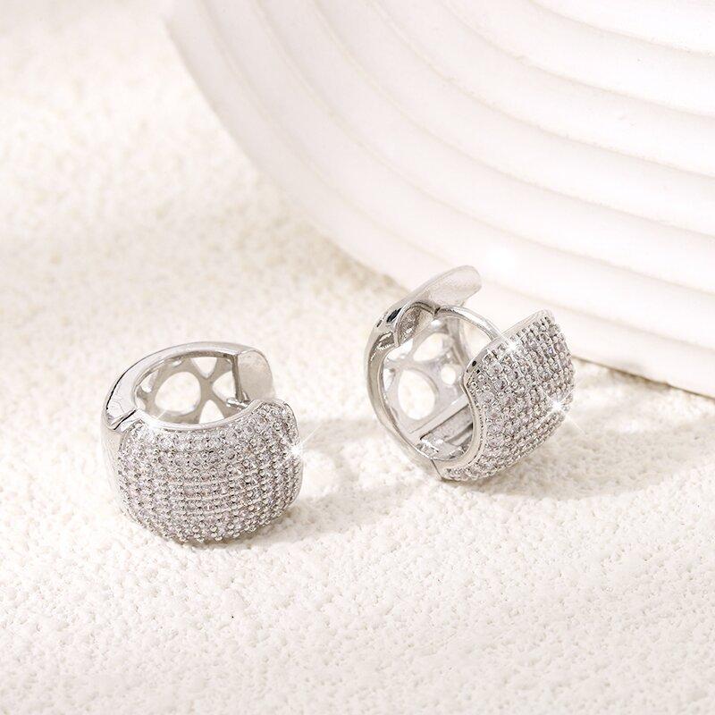Zinc Alloy sterling Zinc Alloy plated round hollow set with Zircon earrings for women light luxury high sense of simple studs