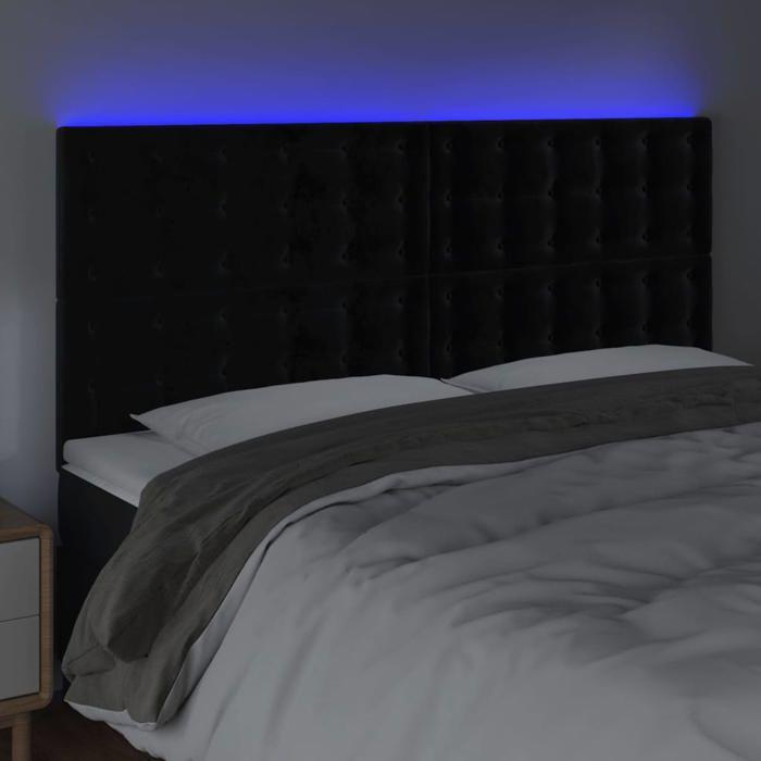 VidaXL Tête de Lit à LED Meuble de Chambre à Coucher Accessoire de Lit Double Tête de Cadre de Lit Intérieur Noir 3122920