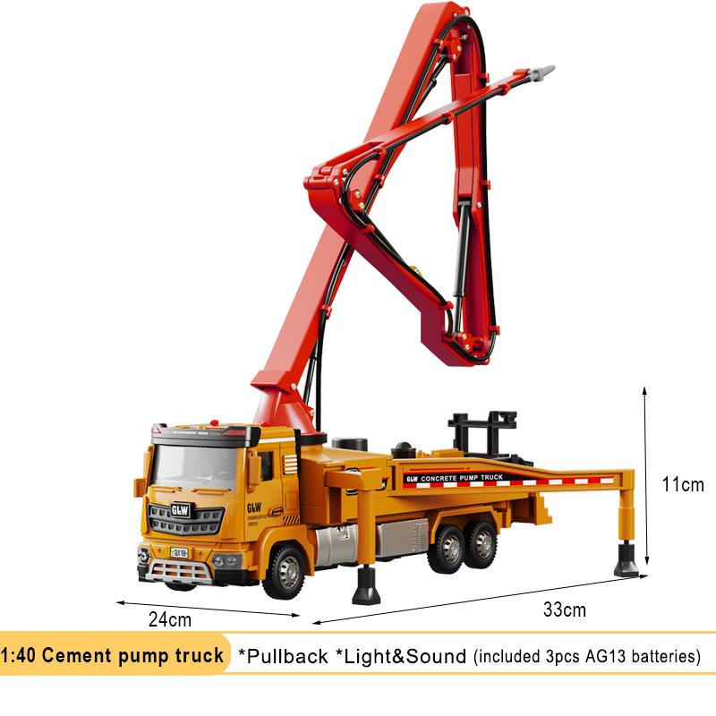 

1:40 Spray Pump Truck Car Toy Model Diecast Fire Engines Pull Back Sound Light Alloy+Plastic Engineering Vehicle Collection Gift помаранчевий