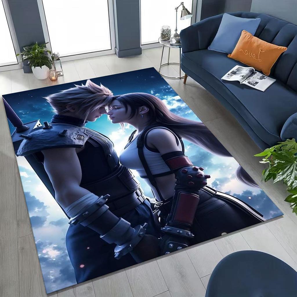Kreslený herní koberec Final Fantasy Sephiroth Cloud Tifa do ložnice, obývacího pokoje, k pohovce, dekorace na vchodové dveře, velká protiskluzová podložka