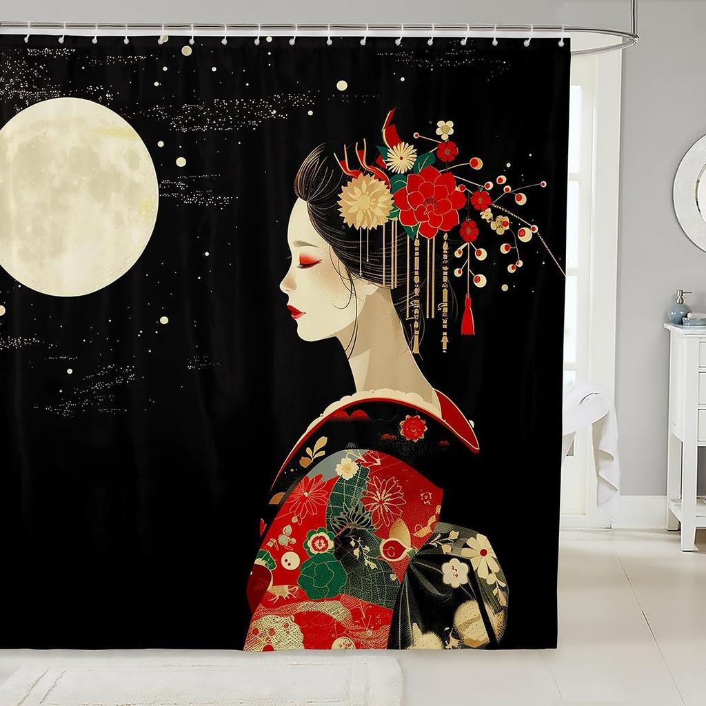 Samurai Fabric Shower Curtain Japanese Style Shower Curtain for Kids Boys Girls Vintage Dragon Bathroom Waterproof Accessories