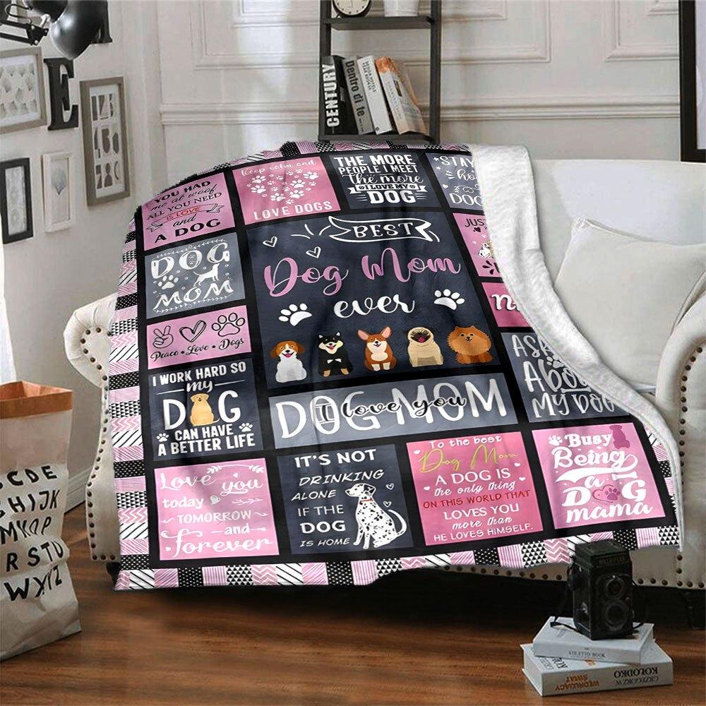 Dog Mom Quotes And Paws Lightweight Customizable Blanket Customize Your Name Soft Warm Cozy Perfect For Sofa Couch Office Bed Picnics For All