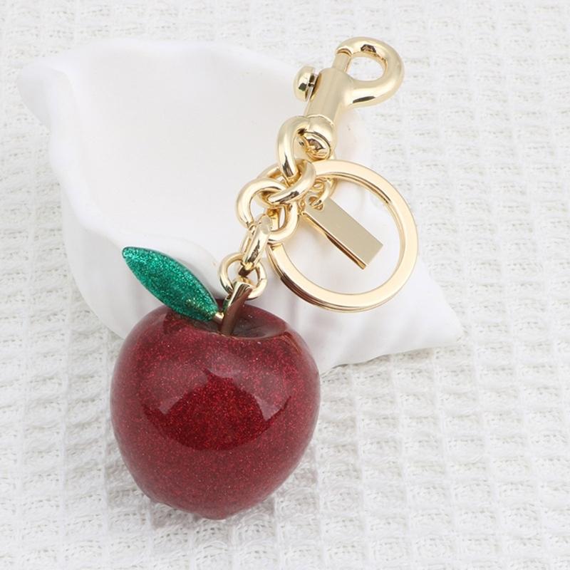 Stylish Apples Keychain Car Accessory Sophisticated Handbag Embellishment Alloy Texture Present for Fashion Enthusiasts