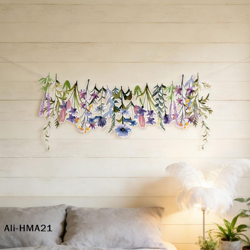 Colorful DIY Spring Flower Birthday Party Banner For Kids Classroom Decor Long Leaf Floral Happy Birthday Party Backdrop