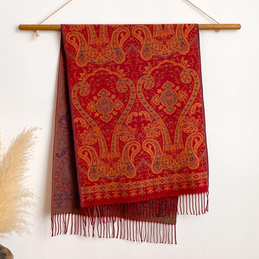 Autumn And Winter Ethnic Style Cashew Fringed Warm Popular Outer Shawl Long Scarf Female Versatile
