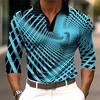 Cool Skull Web Print Long Sleeve Polo, Zip Collar Casual Men's Top