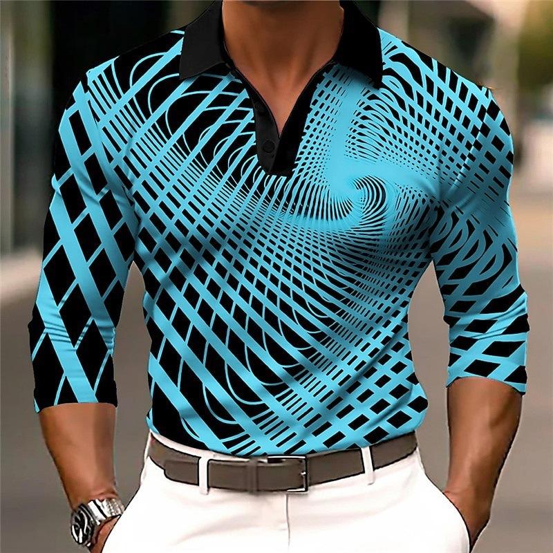 Cool Skull Web Print Long Sleeve Polo, Zip Collar Casual Men's Top