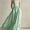 European Style Women Casual Striped Sleeveless Maxi Dress