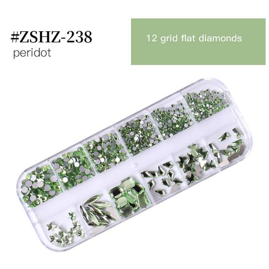 1 Set 12 Grids Nail Assorted Shape Glass Art Rhinestone Kit Flatback Rhinestone DIY Nail Design