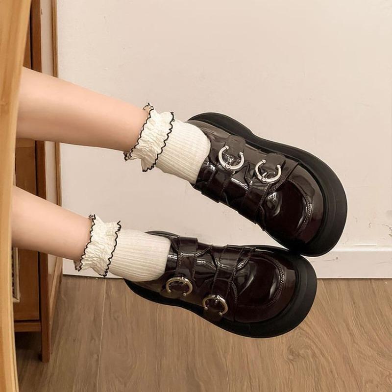 British-style Leather Shoes for Women, 2025 Autumn New Style Patent Leather Thick-soled Loafers, Versatile Retro Jk Single Shoes