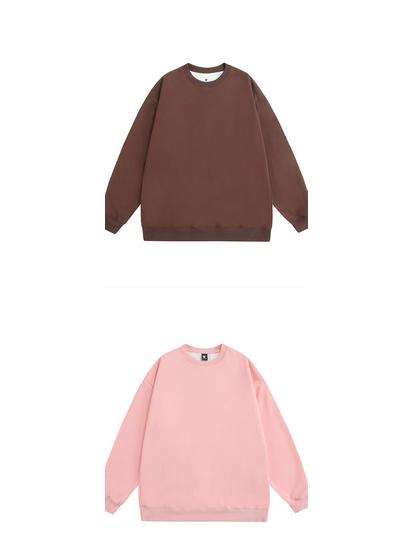 Autumn 2025 Men's Plus Size Loose Round Neck Solid Color Long Sleeve Hoodie