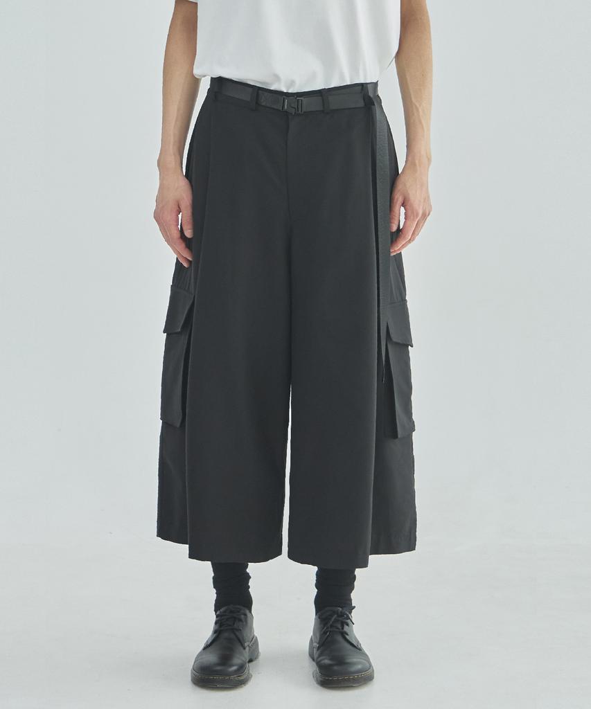 Ladeuedisyeon Rayon Culotte Cargo Pants_Black [Belt Included]