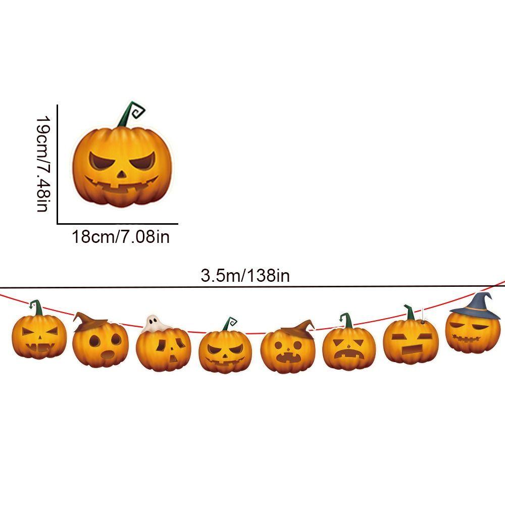 Decorative Happy Halloween Paper Banner Hanging Pumpkin Letter Flag  Haunted House