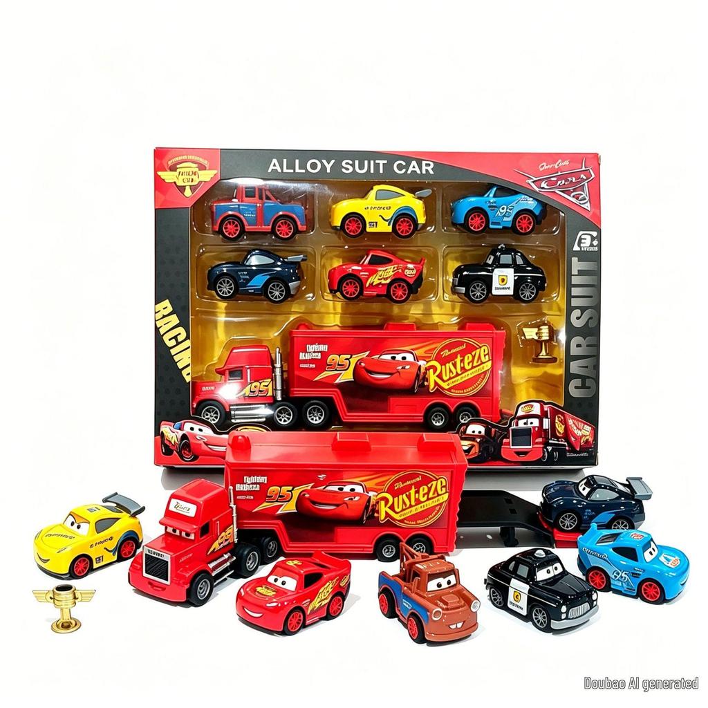 Cars 3 Lightning McQueen & Storm Alloy Toy Set - Black, Mater Edition, Kids' Gift