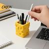 Makeup Brush Storage Box 3D Printed Cheese Pen Holder, Melting Cube Pencil Holder Container, Stationery Organizer for Home Office Desk