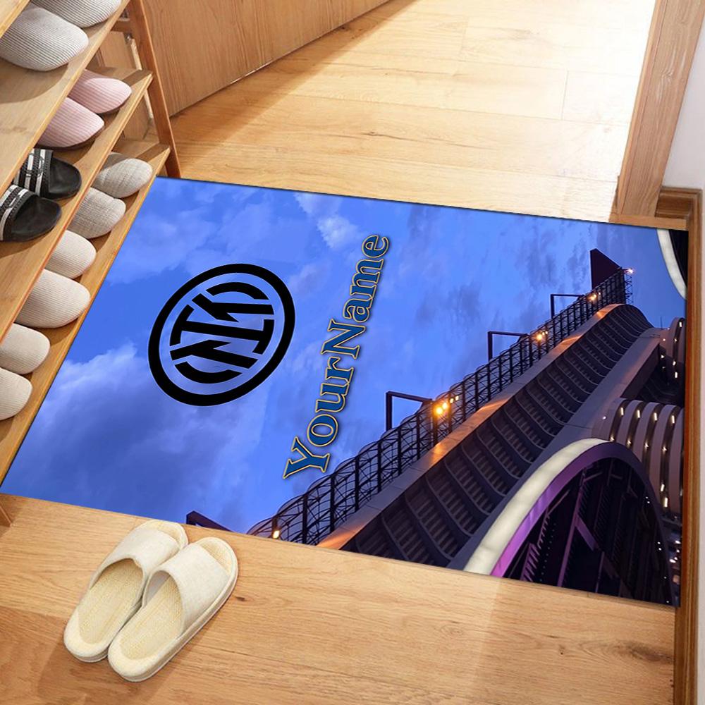Inter Milan Personalized Name Carpet Perfect for Study room Game Room Dormitory Balcony Antislip Carpet Anime Office Decor