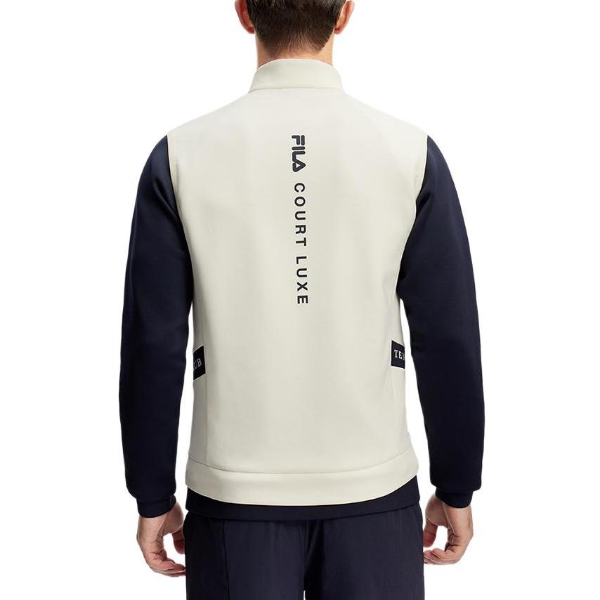 FILA Official Mens Lightweight Simple Tennis Sports Vest 2024 Spring New Style Men Vests Milk-White A11M413903F-IV