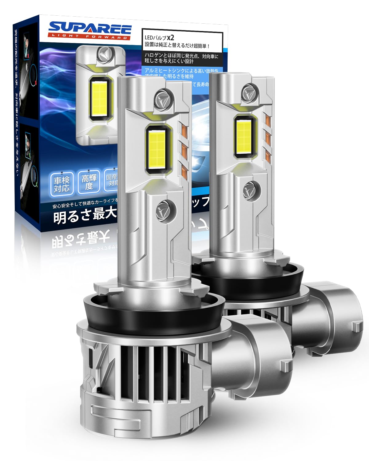 

Лампа SUPAREE H11 LED Техосмотр 6000K Естественный Тихий Супер Яркий Светодиоды H11 для DC12V Четверное Тепло Галоген Новый Линейный Шум Долгий IP68 белый