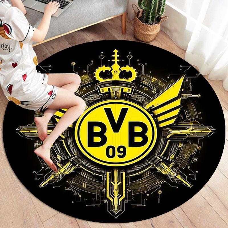 Borussia Round Area Rug,Carpet Rug for Living Room Bedroom Sofa Playroom Decor,Non-slip Floor Mat