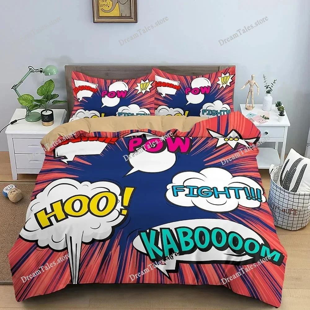 Color Comic Pattern Duvet Cover Queen King Cartoon Bedding Set for Kids Boys Girls Hippie Hip Hop Rock Style Comforter Cover741