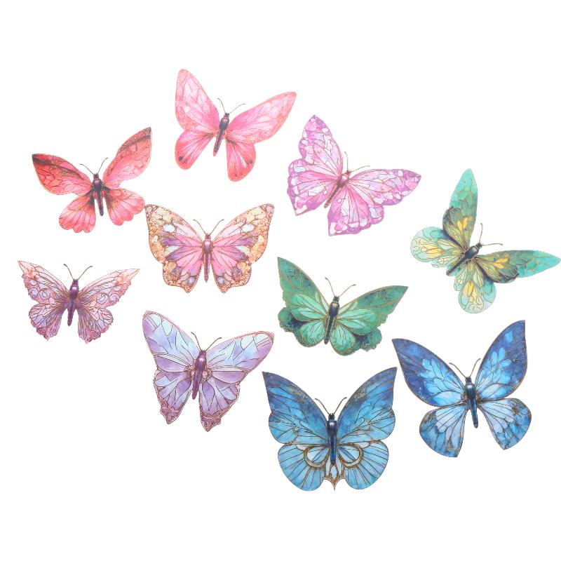 10Pcs 3D Hollow Colorful Butterfly Wall Stickers Pet Waterproof Decorative Stickers For Scrapbooking Diy Home Wall Journal