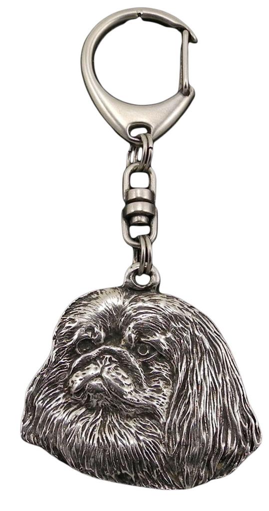 Pekingese, Pekinese, Peke - Silver-plated Key Ring with Dog, Handbag Decoration, Backpack Pendant by Art-Dog Brand