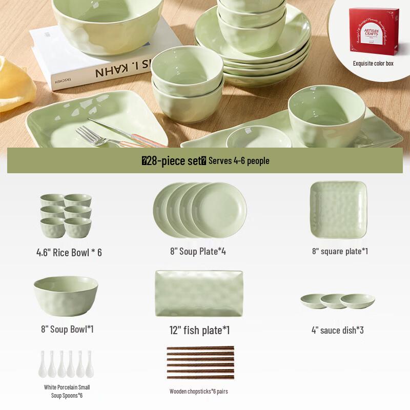 ZISIZ Cream Style 28-Piece Ceramic Dinnerware Set
