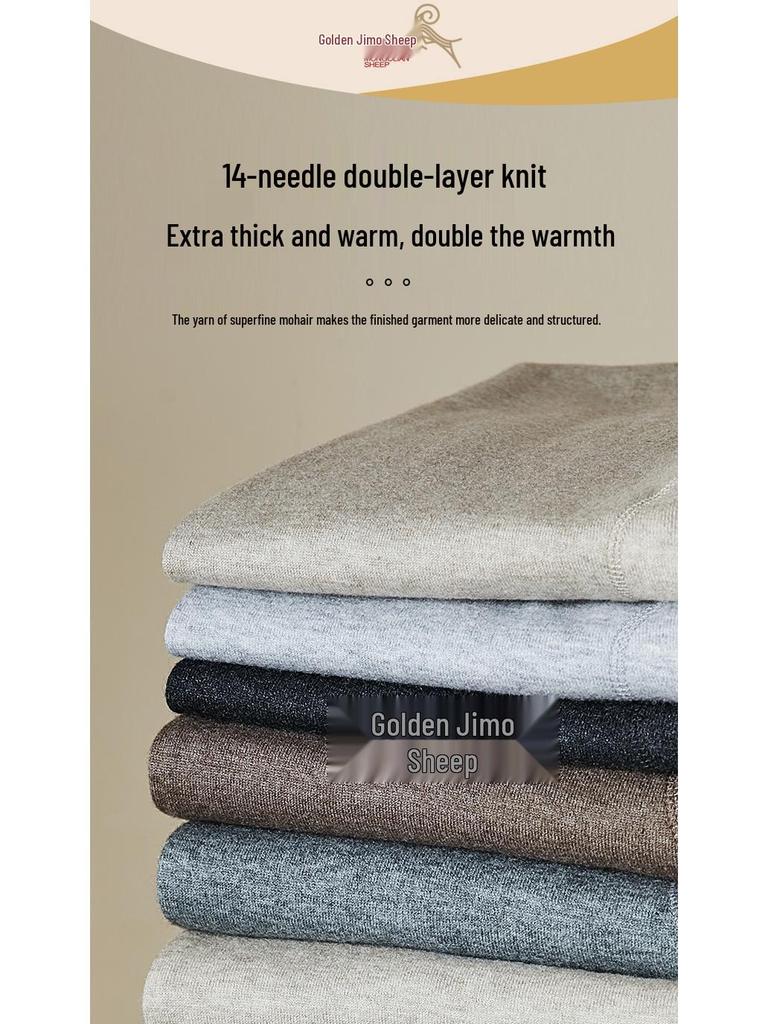 Unisex Double-Layer High-Waisted Wool Cashmere Pants for Autumn/Winter - Thick and Ideal for Middle-Aged and Elderly