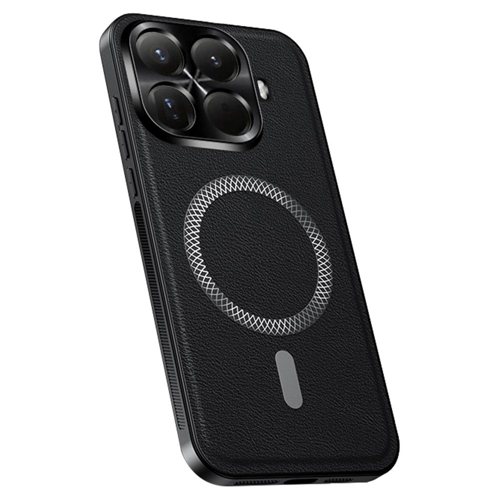 For Xiaomi 15T Pro Magnetic Case PU TPU PC Phone Back Cover with Metal Lens Frame