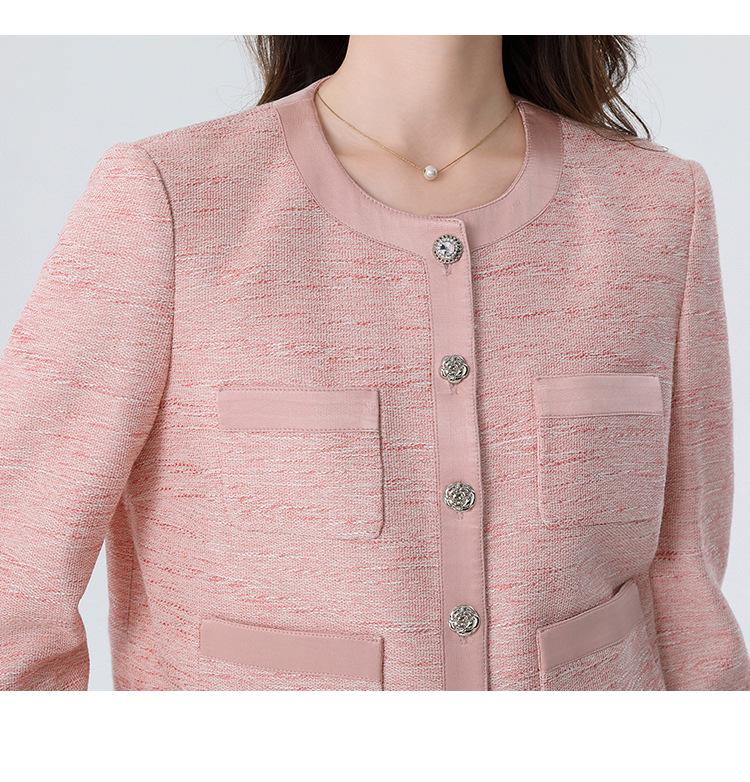 Eleganter Damenanzug Rosa Rock & Strickjacke: Herbst/Winter Berufskleidung