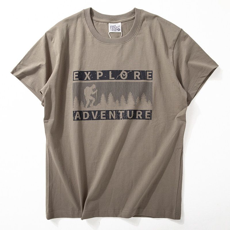 Short-Sleeved Men's Summer New Style Cotton Moisture-Absorbent and Breathable Half-Sleeved Personalized Printed Trendy Slim Casual Round-Neck T-Shirt