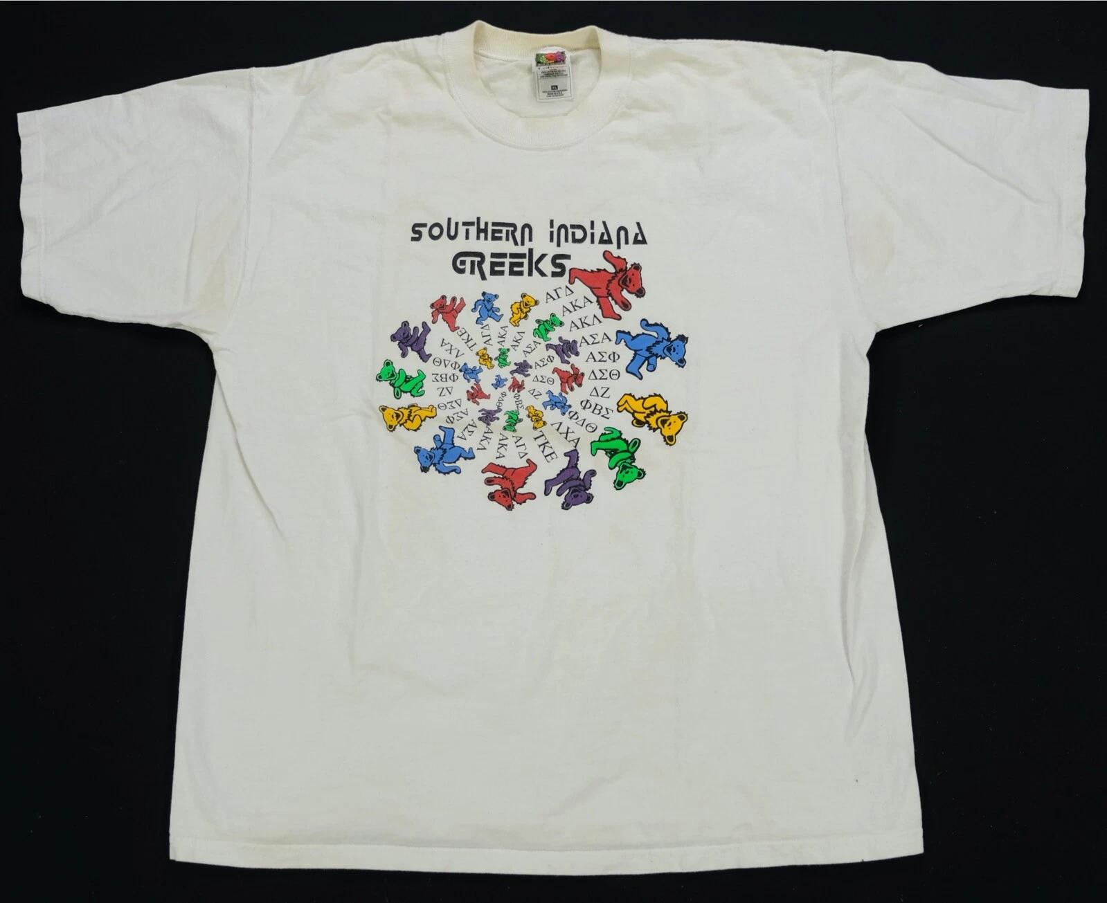 Rare VTG Southern Indiana Greeks Grateful Dead Bears T Shirt 90s Fraternity XL L