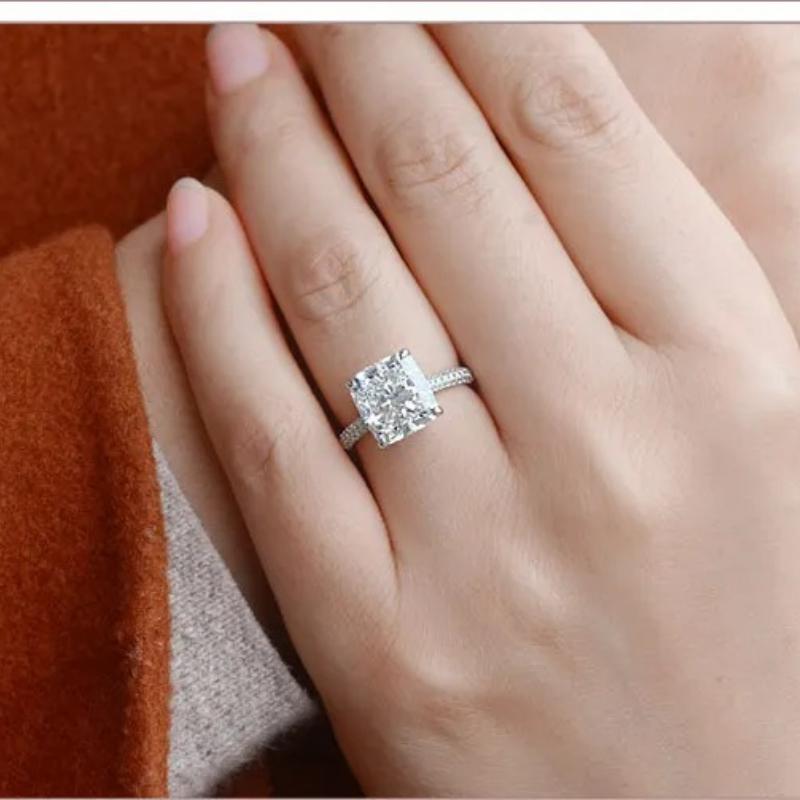 Real S925 Sterling Silver Color 2 Carats Moissanite Diamond Ring for Women Fine Anillos Mujer Silver 925 Jewelry Bizuteria Rings