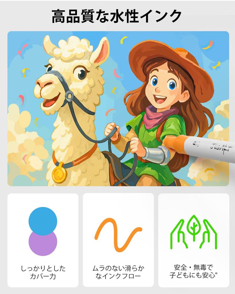 JusArt Acrylic Marker Paint Markers with Brush Tip and Fine for Acrylic Art Metallic for Writing On and Perfect As a Gift Pens, 48-Color Set, Tip,