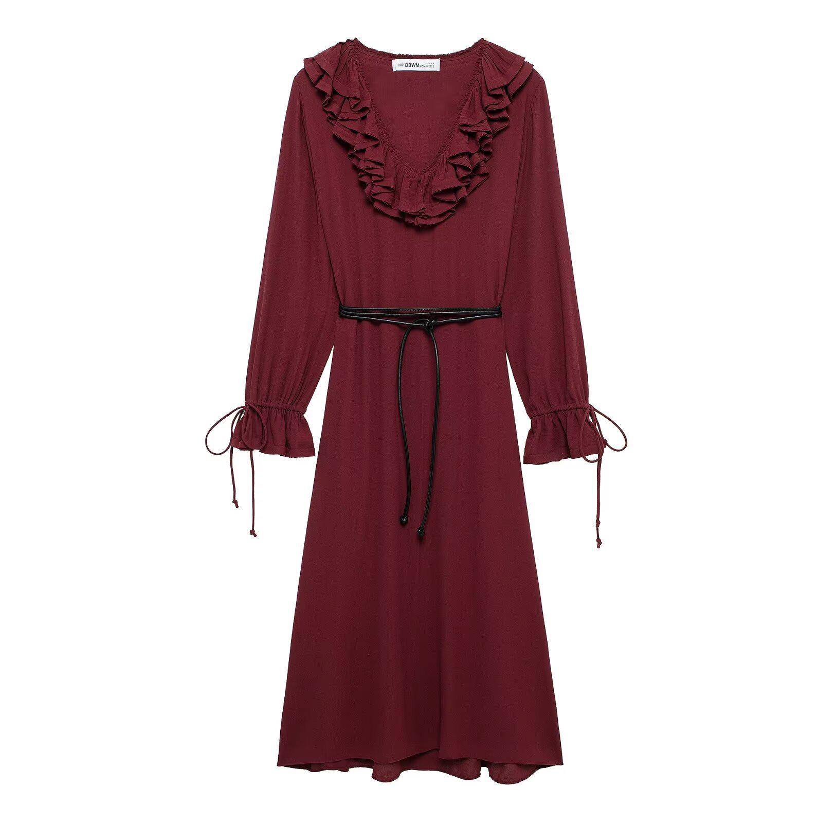 

2025 Early Spring European & American Women s Layered Midi Dress – Fashionable Temperament Extra Small вино красного