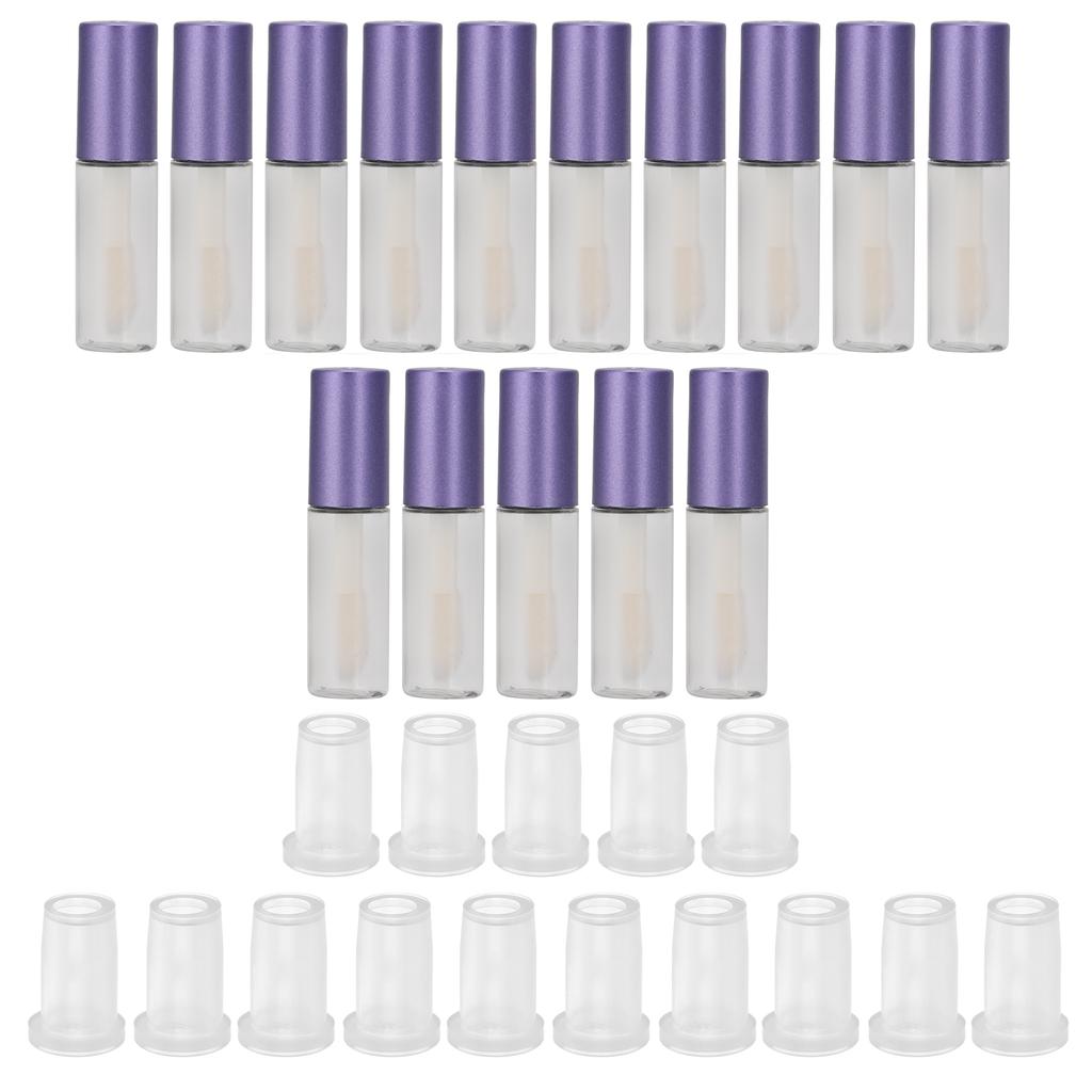 15 Pieces Small Lip Gloss Tube 1.2ML Lip Glaze Bottles Trial Packed Cosmetic Containers with Rubber