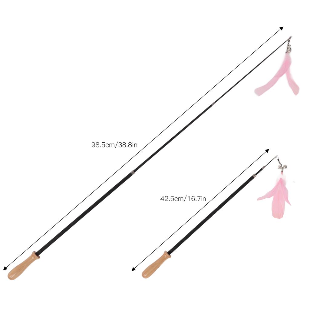 Cat Teaser Wand Retractable Interactive Cat Feather Toy With Bell For Cat Kitten