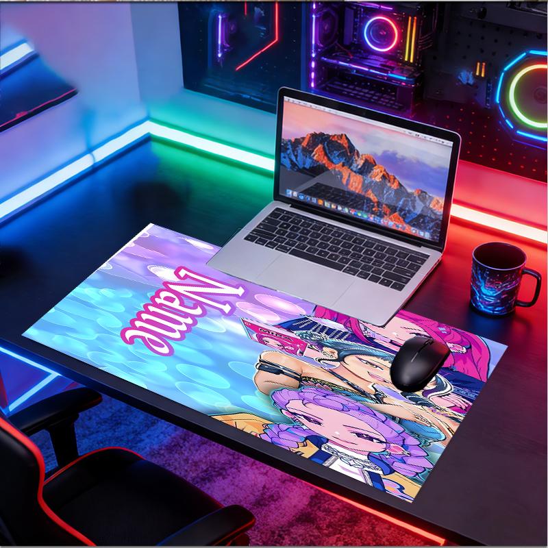 Custom Name Personalized KPop Demon Hunters Pattern Mousepad, Laptop PC Desk Mat, Decorative Desk Mat for Home Keyboard Pad Gift