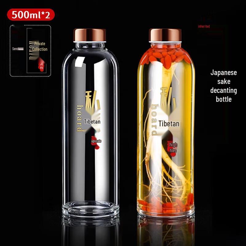 Baijie High Borosilicate Glass Wine Bottles with Gold Lids
