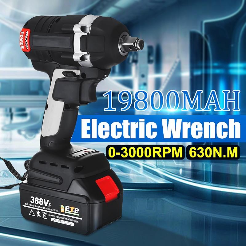 388VF 630N.m Cordless Electric Brushless Wrench Rechargeable 19800mAh Li Battery Torque Guns LED light Socket Wrench Tools