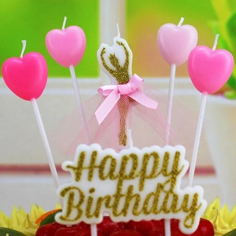 

4 шт./набор свечей в форме сердца/звезды для украшения торта на день рождения, вечеринки, праздника, дома