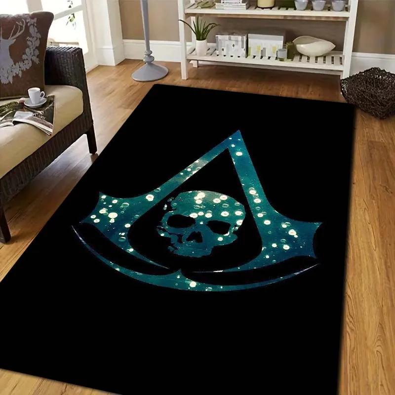 A-Assassin's Creed Logo Print Flannel Area Rug Non‑Slip Floor Mat For Couch Bedroom Living Room Indoor Home Decor carpet Gift