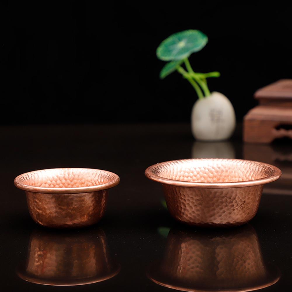 Bol de alimentare cu apă din cupru pur nepalez, cu model de ciocan lucrat manual, bol cu ​​apă sfințită pentru provizii budiste Buddha